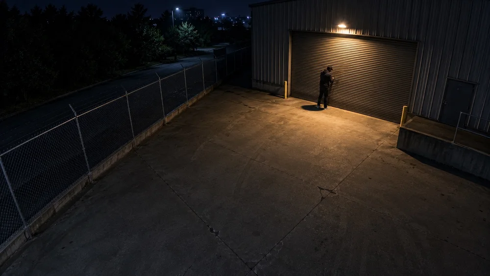 Illustrative loading dock at night